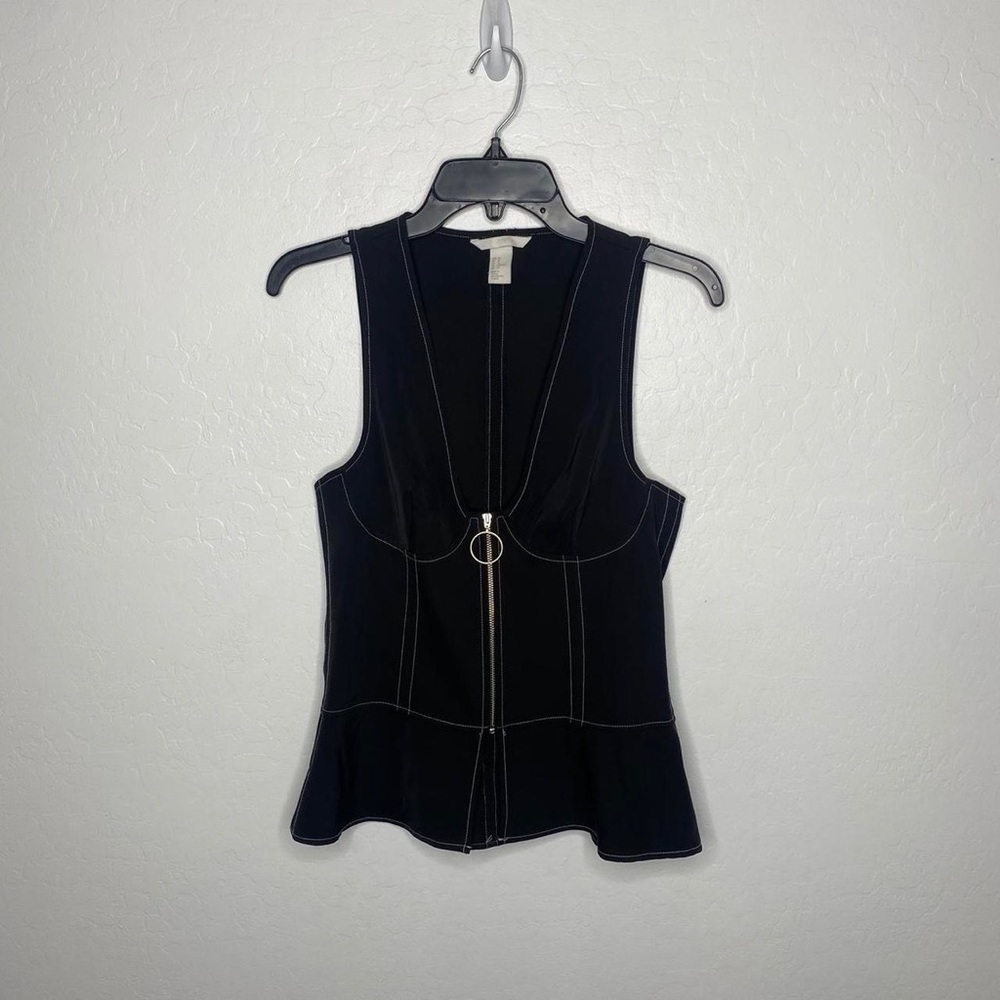 H&M black corset circle zip up